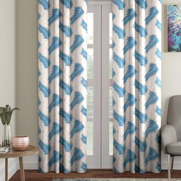 Cortina Cream-Coloured & Blue 2 Pcs Floral Long Door Curtains-picture-44