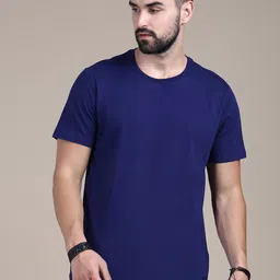 The Roadster Lifestyle Co. Navy Blue Round Neck Cotton T-Shirt image 1