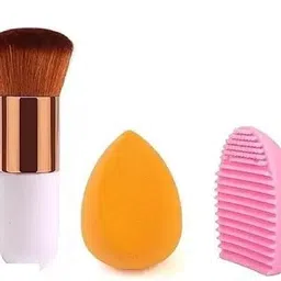 leticia 1 Round Foundation Makeup Brush, 1 pieces makeup Sponge Blender With Makeup Brush Cleaner (Multicolor) image 1