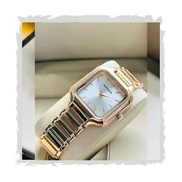 mister empire Rose Gold Plated Square Dial Trending Women's Stainless Steel Analog-Digital Watch, White Dial, Push Button Lock, Attractive Look image 1