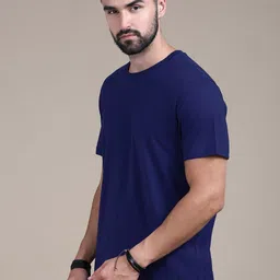 The Roadster Lifestyle Co. Navy Blue Round Neck Cotton T-Shirt image 3