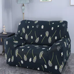 House of Quirk Double Seater Sofa Cover For Couch Flexible 140 Gsm Sofa Slipcover - Black image 1