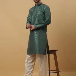 kraft india Men's Silk Blend Beige Elastic Waistband Patiala Salwar For Kurta image 5