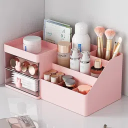 House of Quirk Cosmetics Makeup Organizer Storage Display Case with 2 Drawer image 1