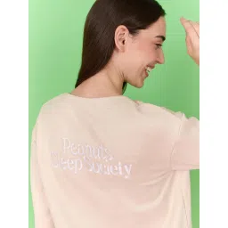 Sweet Dreams Womens Snoopy Front Open Top With Pyjama Cream image 3