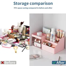 House of Quirk Cosmetics Makeup Organizer Storage Display Case with 2 Drawer image 2