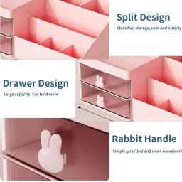 House of Quirk Cosmetics Makeup Organizer Storage Display Case with 2 Drawer image 3