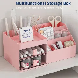 House of Quirk Cosmetics Makeup Organizer Storage Display Case with 2 Drawer image 4