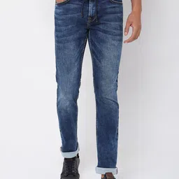 Mufti Men Blue Slim Fit Heavy Fade Jeans-picture-11