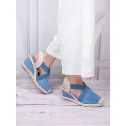 Briskers Blue Wedge Open Toe Wedges Heels-picture-14