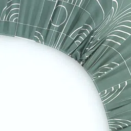 Bajo's Green & White Geometric 250 TC Cotton Fitted King Bedsheet with 2 Pillow Covers image 4