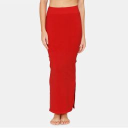 Zivame Seamless All Day Mermaid Saree Shapewear With Removable Drawcord - Tango Red-picture-4