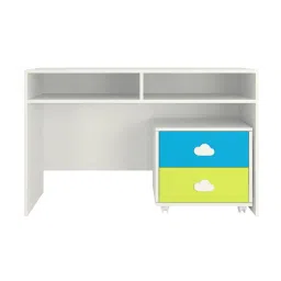 adona Renata Kids Study Desk cum Drawer Unit on Wheels in Lime Yellow Azure Blue Colour image 4