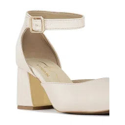 London Rag Beige Women Pointy-Toe Flared Block Sandal Heels image 4