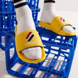 superdry Women Textured-Logo Pool Sliders image 1