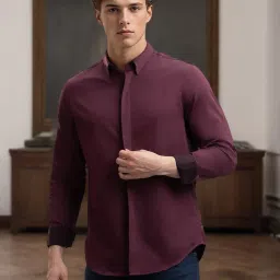 superdry Regular Fit Satin Shirt with Concealed Placket Shirt image 1