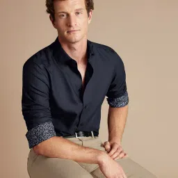 charles tyrwhitt Men Non-Iron Twill with Printed Trim Classic Fit Shirt image 1