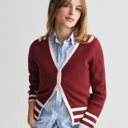 gant Ribbed V-Neck Cardigan image 1