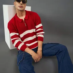 club york Men Striped Regular Fit Pullover image 1