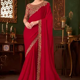 ri-wah Women Embroidered Saree with Contrast Border image 1