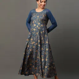 aurelia Women Floral Print Regular Fit Anarkali Kurta image 1