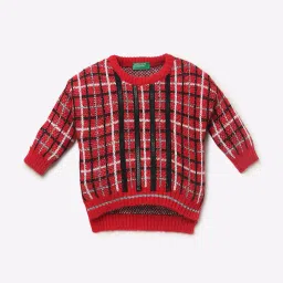 united colors of benetton Checked Crew-Neck Pullover with Sequins image 1