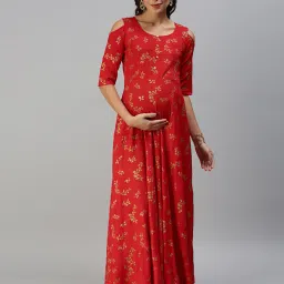 swishchick Floral Print Maternity Fit and Flare Dress image 1