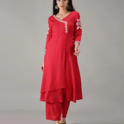 kasya Embroidered Flared Kurta & Pants Set image 1