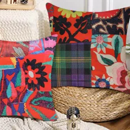 tesmare Set of 2 Floral Pattern Cushion Covers 24" x 24" image 1