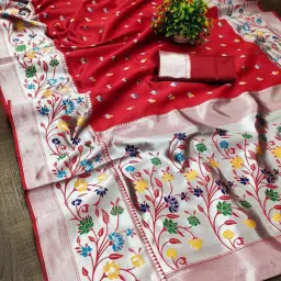 visit wear Floral Print Saree with Contrast Border image 1