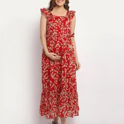 moms maternity Floral Print Gown Dress image 1