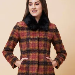 globus Women Button-Closure Checked Coat image 1