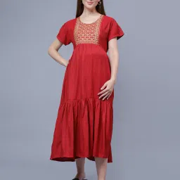 nightspree Women Embroidered Fit & Flare Dress image 1