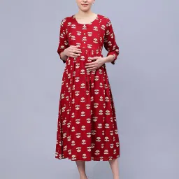 nightspree Women Printed A-line Dress with Short Sleeves image 1