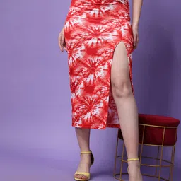 popwings Women Tie & Dye Pencil Skirt with Side Slit image 1