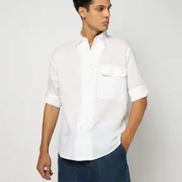 armani exchange Men Regular Fit Shirt with Flap Pocket-picture-3