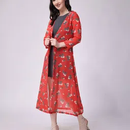 scorpius Women Floral Print Front-Open Shrug image 2