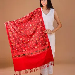swi stylish Women Embroidered Stole with Tassels image 2