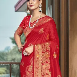sangam prints Women Floral Woven Saree with Contrast Border image 2