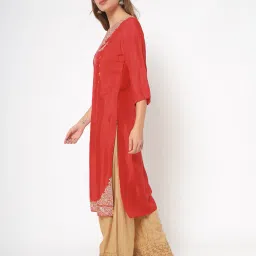 Printed Round-Neck Straight Kurta image 2