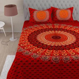 uniqchoice Floral Print King-Size Bedsheet with Pillow Covers image 2