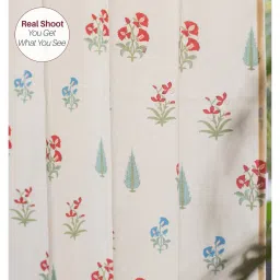 urban space Set of 2 Floral Print Cotton Window Curtains image 2