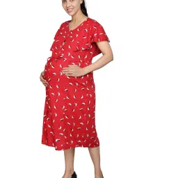 mama & bebe Leaf Print A-Line Dress with Waist Tie-Up image 2