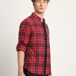 the bear house Men Checked Slim Fit Shirt with Patch Pocket image 2