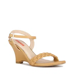 bata Women Open-Toe Wedges with Buckle Closure image 2