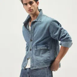 urbano fashion Men Relaxed Fit Denim Jacket with Flap Pockets image 2