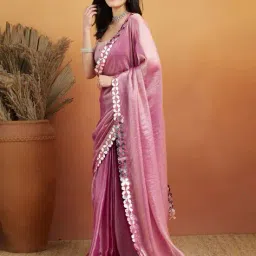 rachna Women Ari Glass Designer Lace Work Pre-stitched Saree image 2