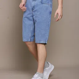 Shein Knee Length Low Rise Denim Shorts With Pockets image 3