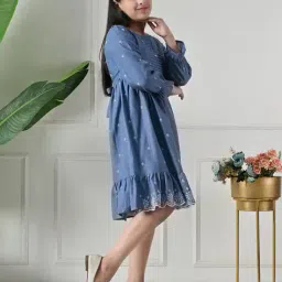 bella moda Girls Embroidered Fit & Flare Dress image 2