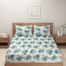swayam 250 TC Mercerized Floral Print Double Bedsheet with Pillow Covers image 2